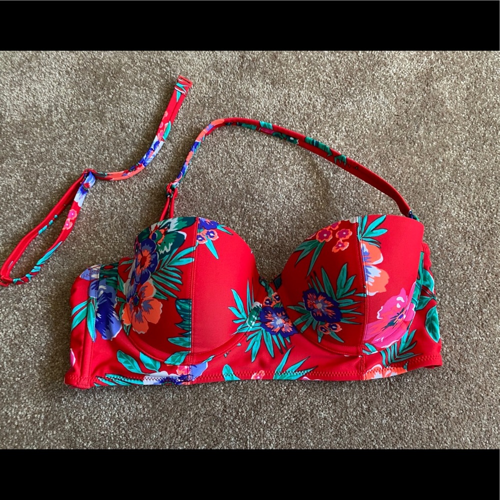 Gorgeous red floral bikini top